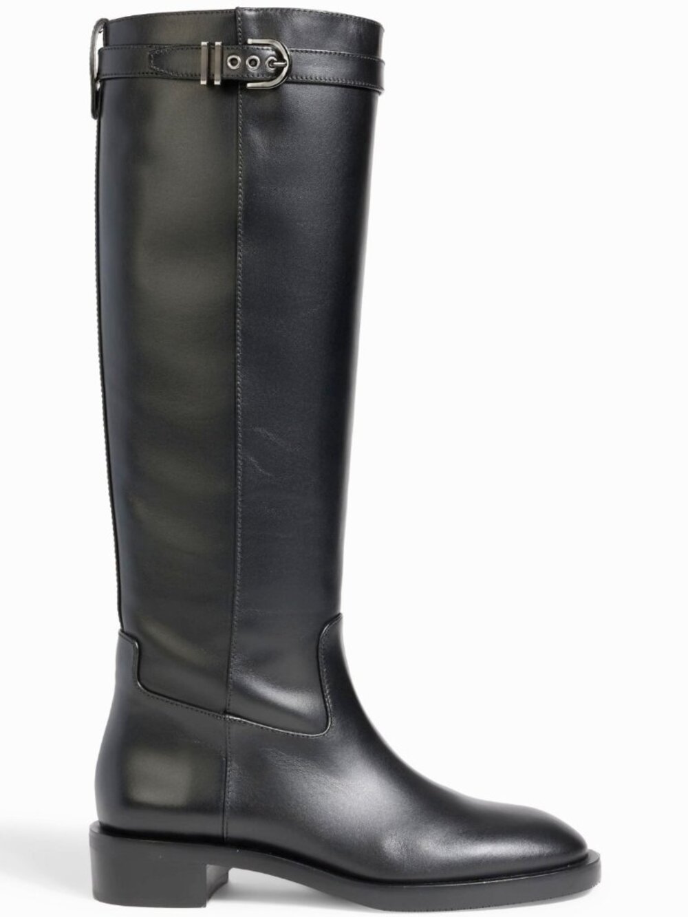 $950 STUART WEITZMAN Maverick Buckled Leather Knee Boots BLACK RIDING 8 (PD13)